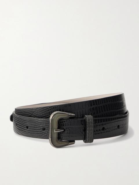 Brunello Cucinelli Lizard-effect Patent-leather Belt
