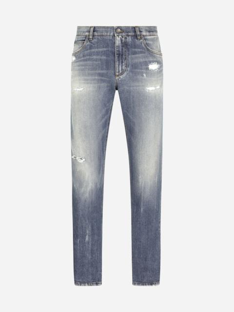 Dolce & Gabbana Regular-fit stretch jeans with small rips