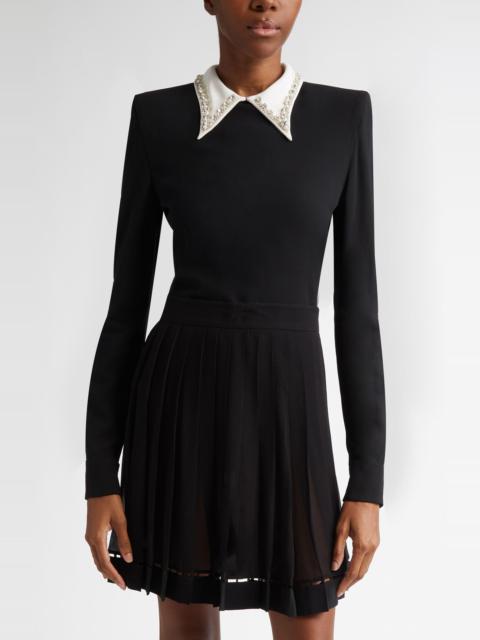 Versace Embellished Collar Long Sleeve Bodysuit in Black at Nordstrom