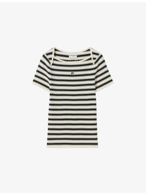Claudie Pierlot Logo-Embroidered Short-Sleeve Knitted T-Shirt