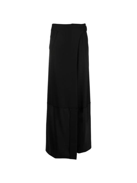 satin-trim maxi wrap skirt