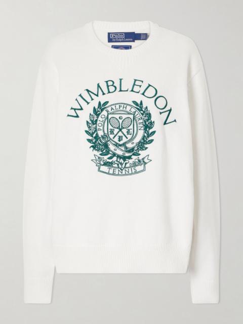 Polo Ralph Lauren + Wimbledon logo-embroidered cotton sweater White