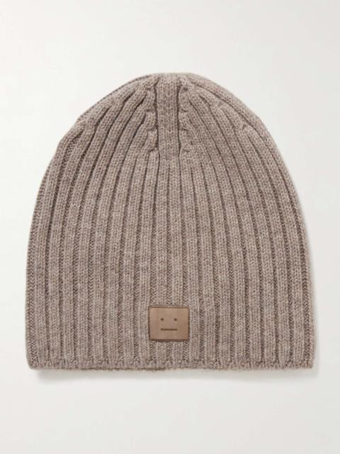 Acne Studios Kubi Logo-Appliquéd Ribbed Wool and Yak-Blend Beanie