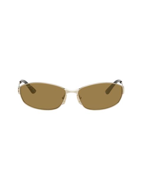 BALENCIAGA Gold Mercury Rectangular Metal Sunglasses