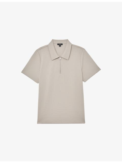 REISS Premium Interlock Half-Zip Stretch-Woven Polo Shirt