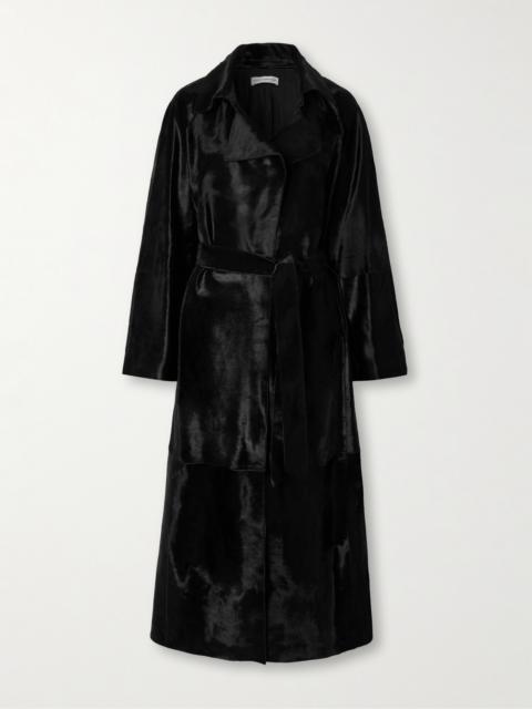NOUR HAMMOUR Althea Belted Cow Hair Coat