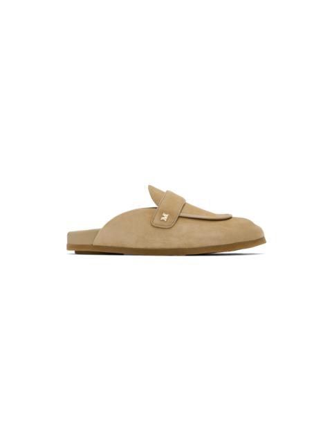 Max Mara Beige Soft Suede Mules