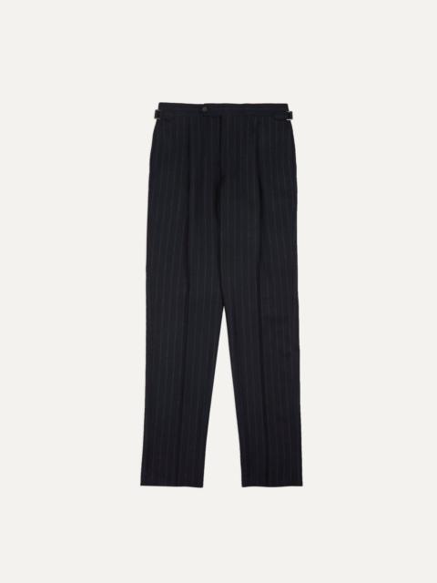 Drake's Navy Chalkstripe Wool Flannel Single-Pleat Trouser