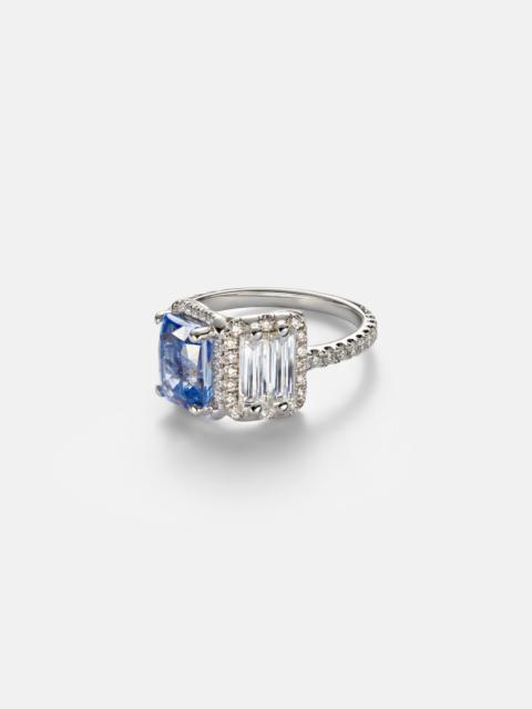 SUZANNE KALAN 18kt white gold ring with sapphire and diamonds