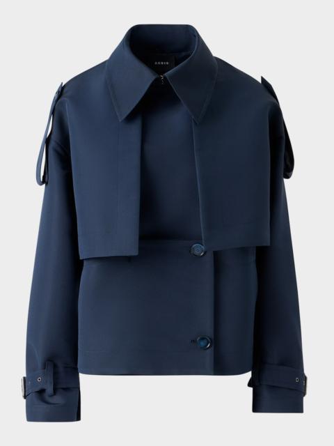 AKRIS David Duo Ottoman Silk Duo Trench Coat With Bolero