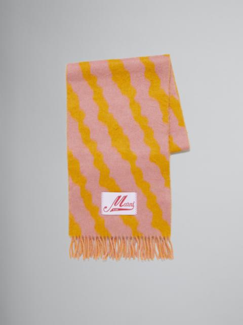 Marni PINK ALPACA SCARF WITH STRIPES