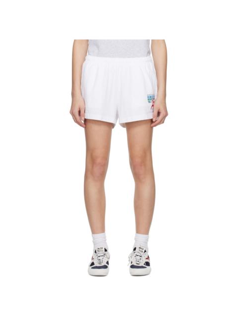 Sporty & Rich White 'LA Marathon' Disco Shorts