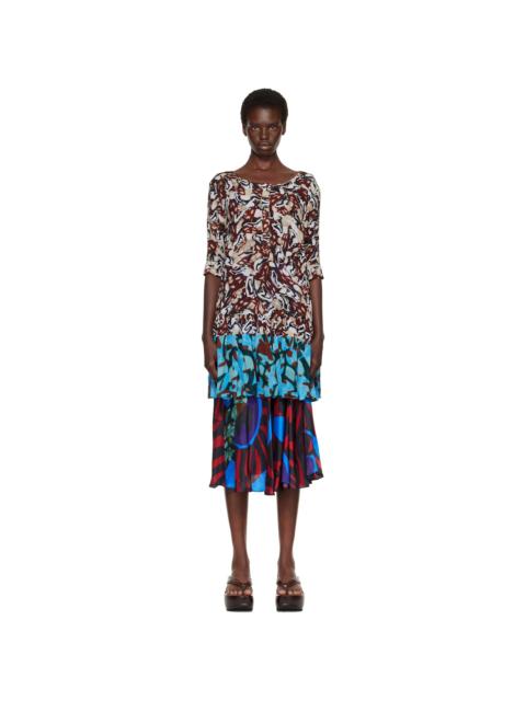 Dries Van Noten Brown & Blue Peplum Top