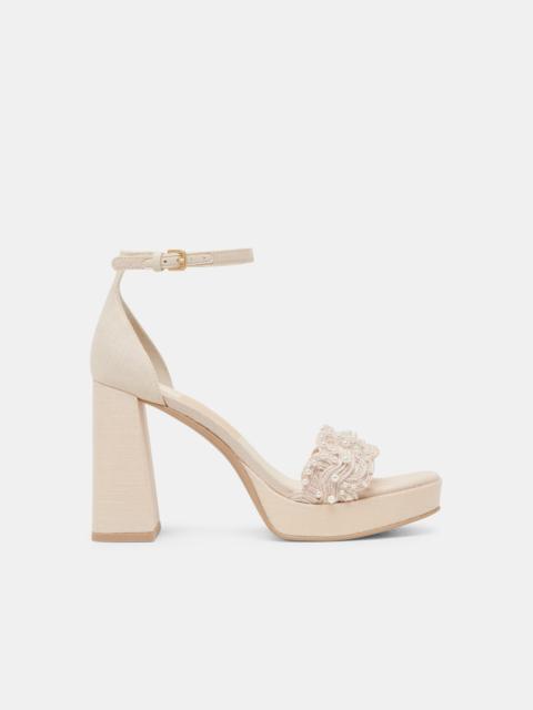 dolce vita PELTIN PEARL HEELS VANILLA WOVEN RAFFIA
