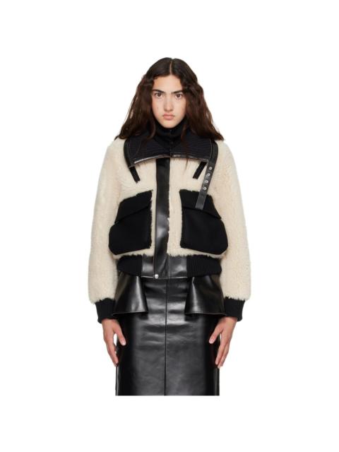 sacai Off-White Wool Faux Shearling Blouson Jacket