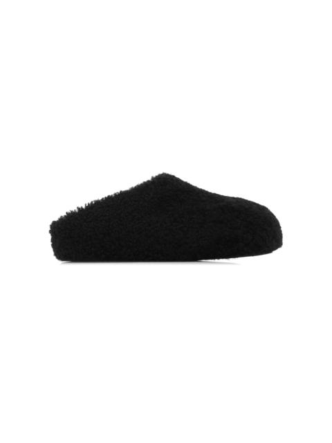 Amina Muaddi Giuly Shearling Slippers black
