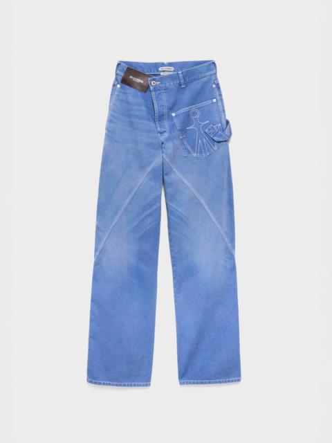 JW Anderson MENS TWISTED WORKWEAR DENIM JEANS IN FRENCH BLUE
