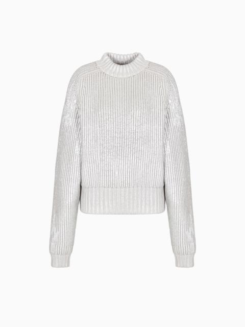 GIORGIO ARMANI GIORGIO ARMANI NEVE MOCK-NECK JUMPER IN METALLIC-EFFECT VIRGIN WOOL
