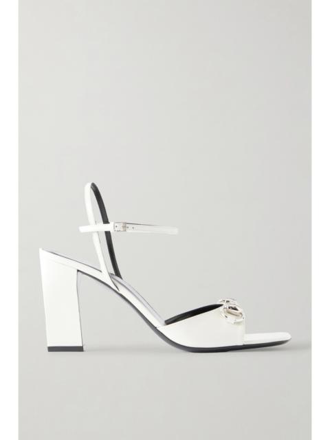 GUCCI Signora Horsebit-embellished Patent-leather Sandals