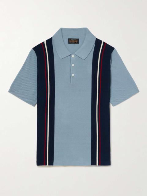 Ribbed Striped Cotton Polo Shirt