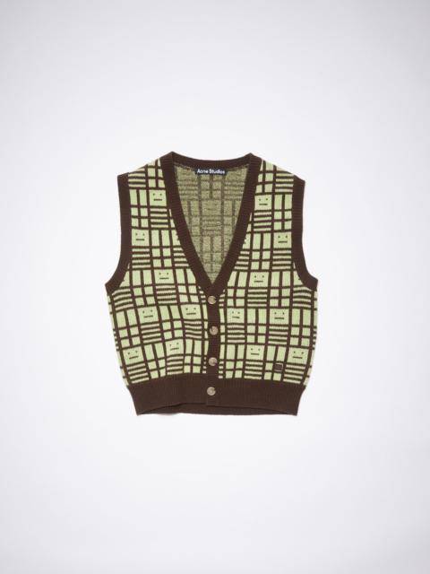 Acne Studios Sleeveless cardigan - Pale green/cacao brown