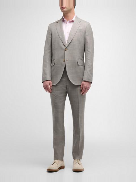 Men's Tailored Fit Wool Check Two-Button Suit