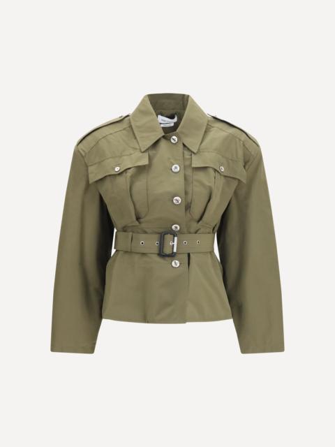 Alexander McQueen Cropped belted high-neck Jacket