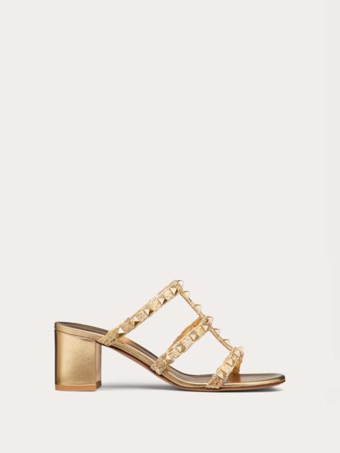 Valentino ROCKSTUD RAFFIA SLIDE SANDAL 60MM