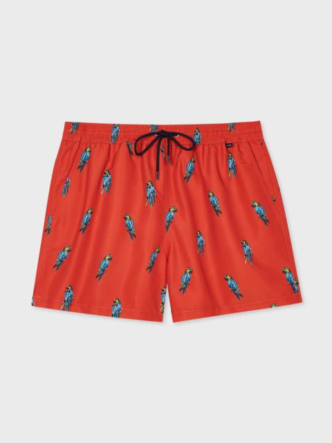 Paul Smith Red 'Parrots' Print Swim Shorts