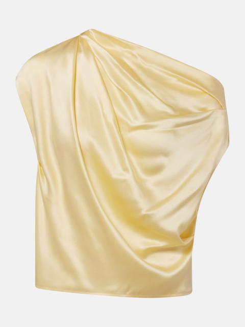 THE SEI Draped silk satin top