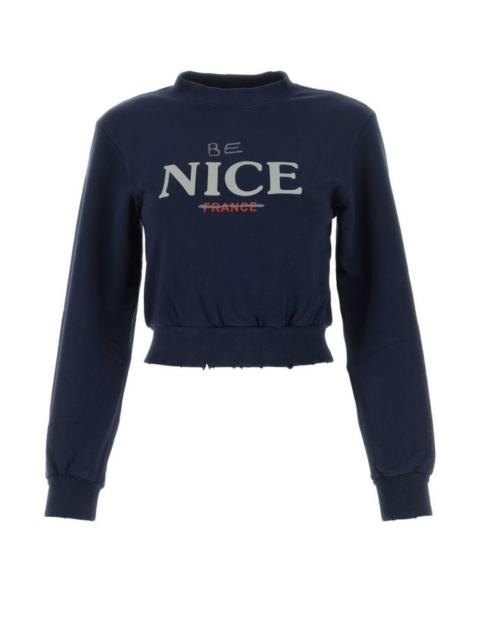 Blue stretch cotton sweatshirt