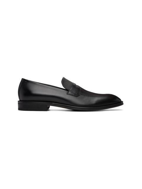 BOSS Black Textured-Tongue Leather Loafers