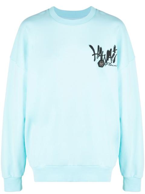 Hawaii-print detail sweatshirt