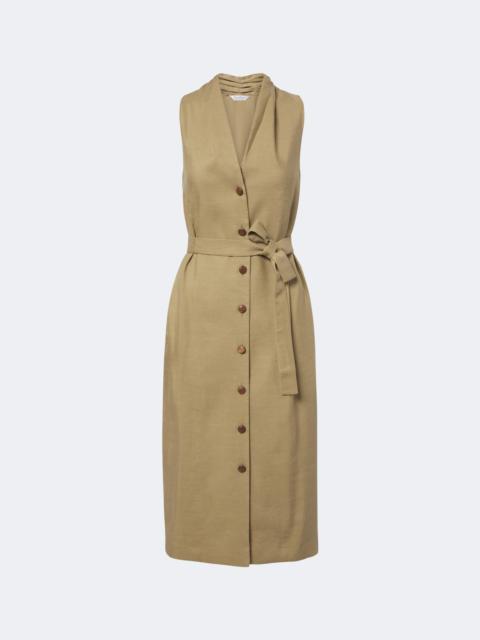Max Mara Belted linen and silk midi dress