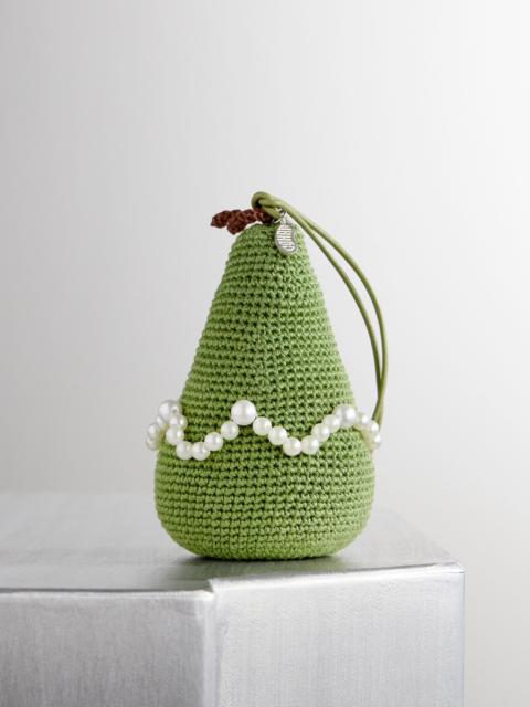 Gohar World Pear embellished crocheted cotton ornament Green