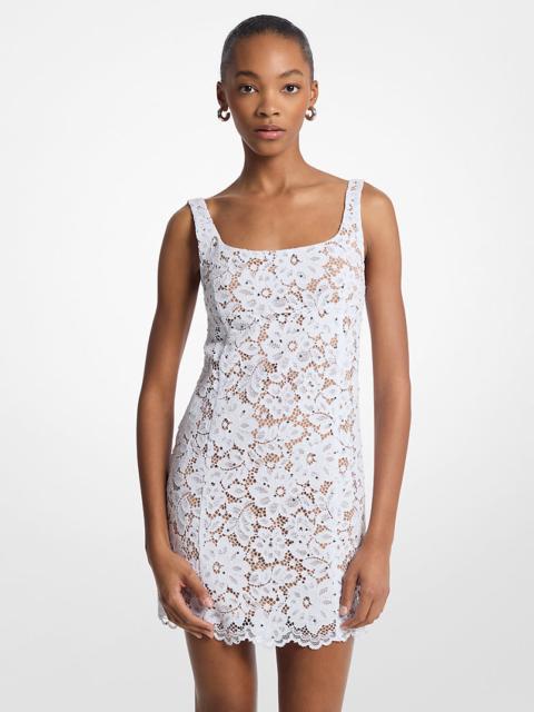 MICHAEL KORS Studded Corded Floral Lace Mini Dress
