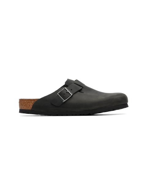 BIRKENSTOCK Black Regular Boston Oiled Leather Slip-on Loafers