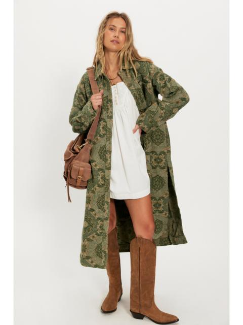 FREE PEOPLE We The Free Brick Lane Jacquard Maxi Shirt Jacket