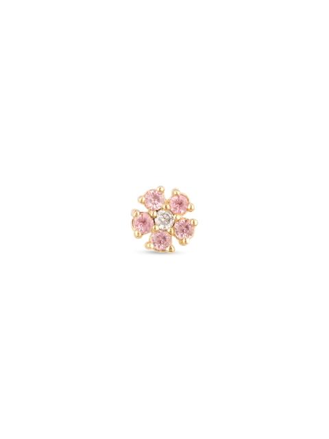 Pink Sapphire and Diamond Flower Stud
