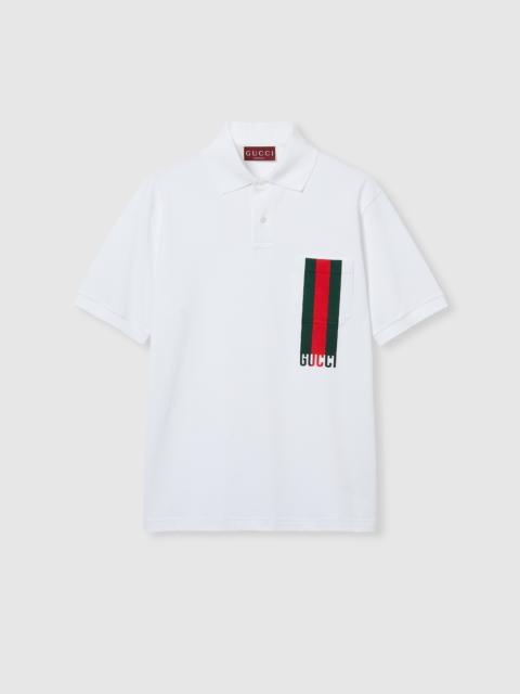 GUCCI Cotton piquet polo shirt with print