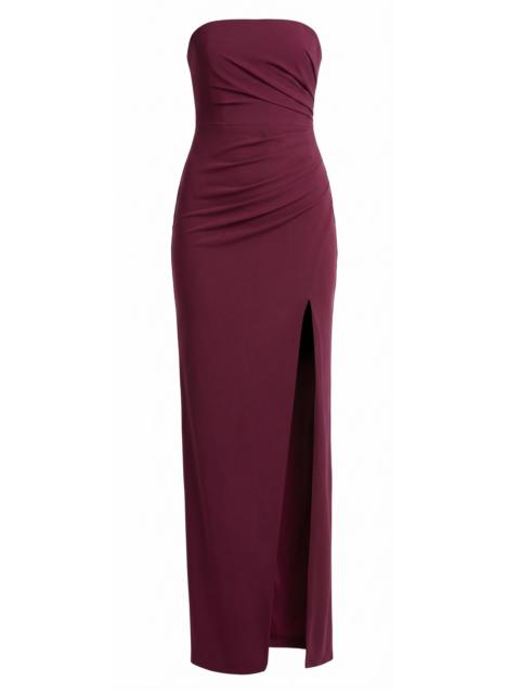 Dress The Population Women's Jasmine Strapless Ruched Gown - Dark Cherry