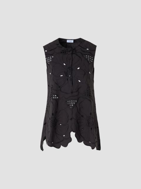 AKRIS Women's Floral Eyelet Cotton Tunic Blouse - Black