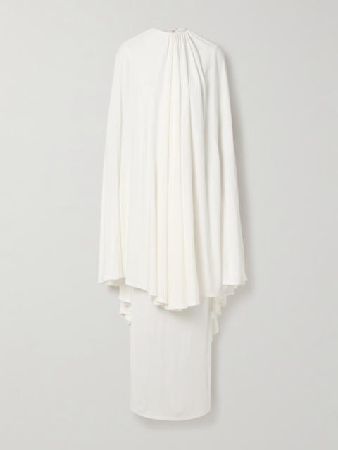 MARIE ADAM-LEENAERDT Cape-effect Layered Gathered Crepe-jersey Maxi Dress