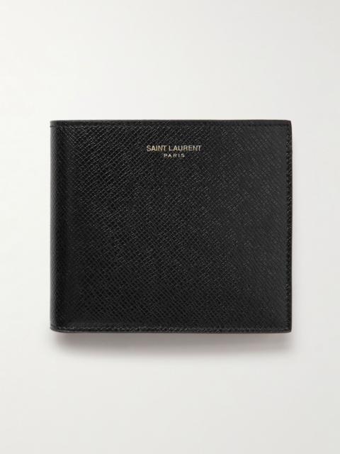 SAINT LAURENT Logo-Embellished Upcycled Cross-Grain Leather Bifold Wallet Black