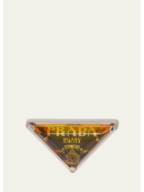 Prada Triangle Embellished Clip Earrings