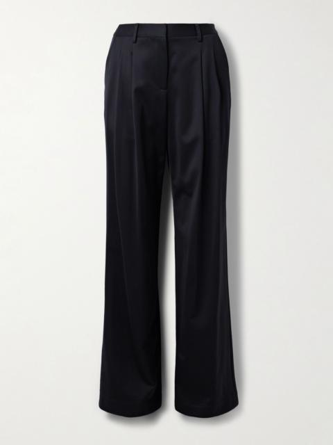 TWP Sullivan pleated linen straight-leg pants Navy