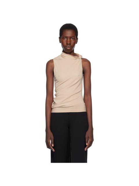 courrèges Beige Draped Jersey Tank Top