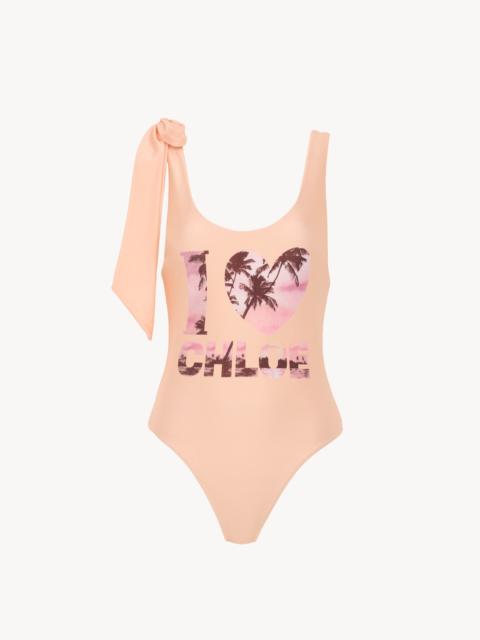 Chloé KNOTTED-STRAP ONE-PIECE LOGO SWIMSUIT