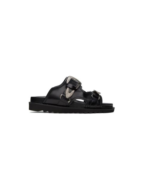 Black Polished Sandals