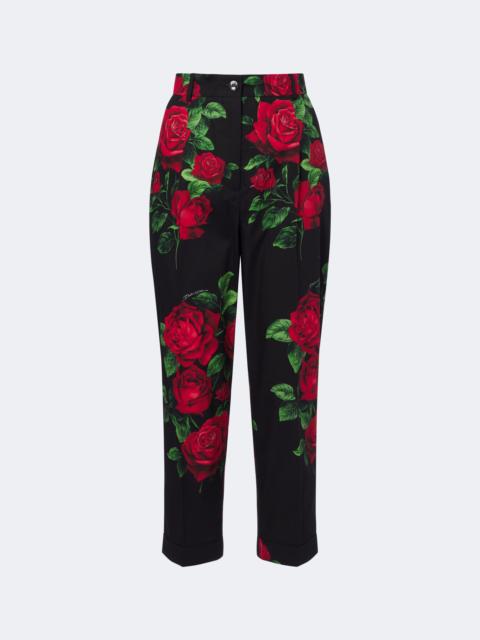 Dolce & Gabbana Floral cropped cotton straight pants